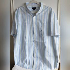CLUB ROOM XXL Men's Short-Sleeve Striped Dress Shirt PALE INK BLUE